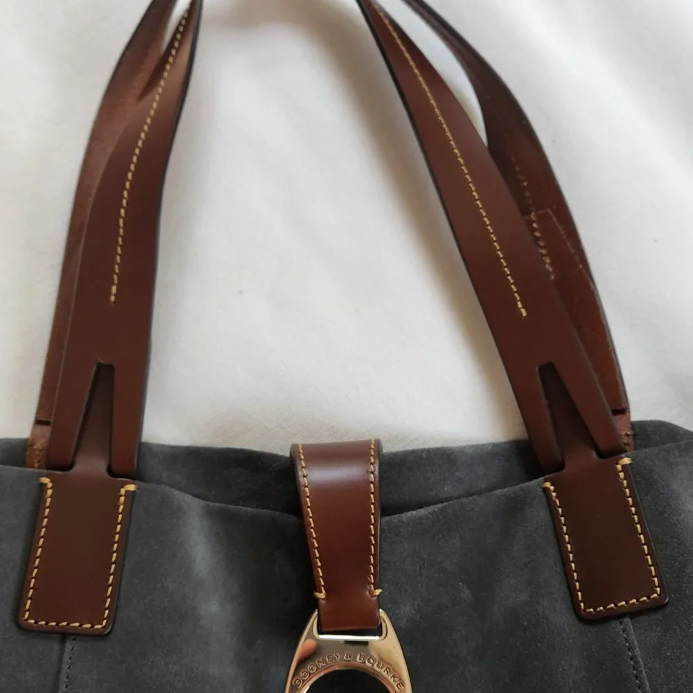 Dooney & Bourke East West Suede Shopper - Smoke Grey Rare HTF - Picture 6 of 6